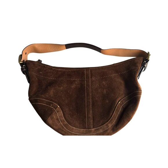Vintage COACH Suede Crescent Shoulder Bag Chocolate Brown Excellent condition - Picture 1 of 6